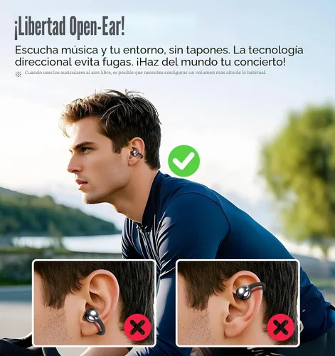 Miniatura 8 de King Lucky Auriculares de clip Gen 3, auriculares inalámbricos Bluetooth 6.0 de oreja abierta con micrófono, ajuste seguro para orejas pequeñas