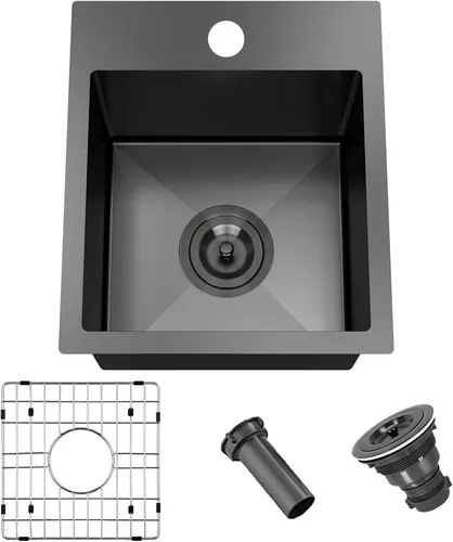 Miniatura 12 de Fregadero de cocina empotrable de 25 x 22 pulgadas, fregadero de cocina de acero inoxidable níquel cepillado de montaje superior de un solo Blanco