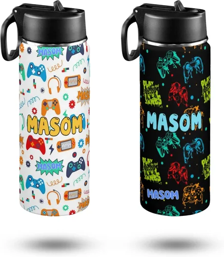 Miniatura 14 de Personalized Kids Water Bottle with Name, 18oz Insulated Stainless Steel Straw, Leak Proof BPA-Free Water Bottle for School, Sports & Travel, Custom