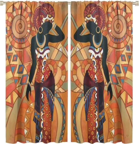 Miniatura 60 de Cortina de mujer africana, con estampado étnico tribal y étnico, reducción de ruido, para dormitorio, sala de estar, cortinas con aislamiento