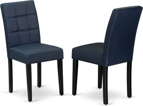 Miniatura 14 de East West Furniture NFAS3-BLK-09 - Juego de mesa de cocina de 3 piezas, incluye una mesa de madera y 2 sillas acolchadas de tela de poliéster azul