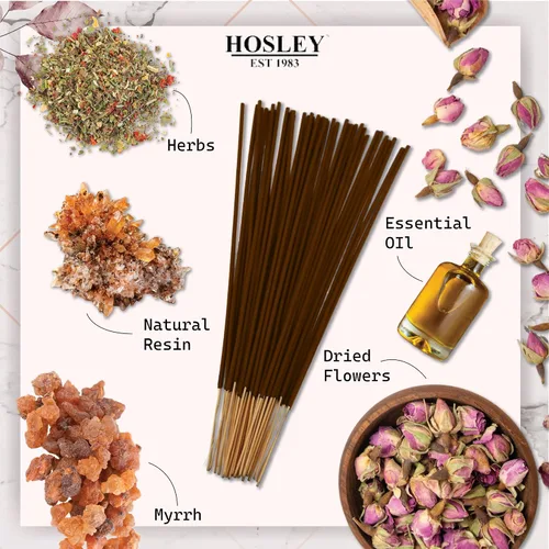 Miniatura 4 de Hosley Paquete de 120 varillas de incienso + paquete de 120 unidades (total 240) – Mirra – Paquete a granel perfecto para el hogar, meditación