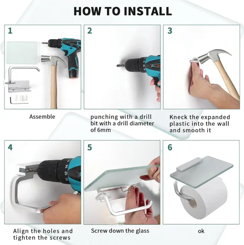 Miniatura 4 de Soporte de papel higiénico para baño, soporte de papel higiénico con estante, soporte de papel higiénico con estante, soporte de papel higiénico