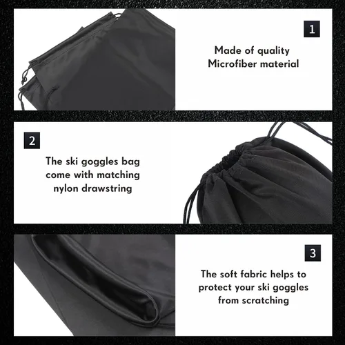 Miniatura 2 de Bolsa de microfibra para gafas de esquí, bolsa de microfibra con cordón, funda suave, 10 x 7 pulgadas