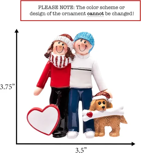Miniatura 3 de Adorno de Navidad personalizado para pareja con perro 2026 Familia de 2 con decoración de árbol de Navidad para cachorros, nuestra primera Navidad