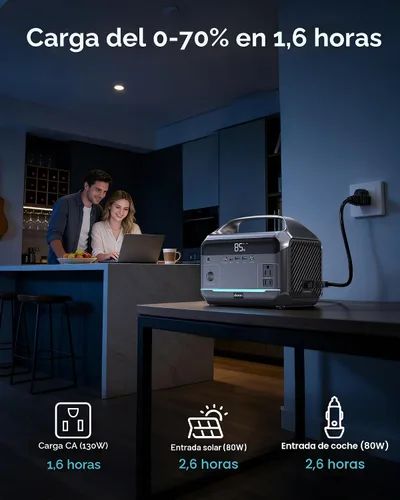 Miniatura 4 de DARAN Estación de energía portátil de 600 W (pico de 1200 W), generador solar LiFePO4 de 288 Wh con salidas de CA y CC, carga rápida de 2 horas