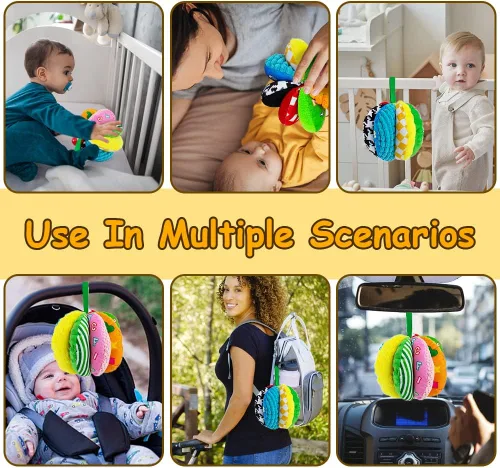 Miniatura 6 de Pelotas sensoriales 8 en 1 para niños pequeños, juguete de tela arcoíris para desarrollo sensorial, juguetes Montessori para bebés de 6 a 12 meses