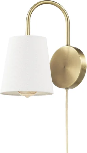 Miniatura 19 de Globe Electric 65000043 Lámpara de pared de 1 luz enchufable o cableada, negro mate, pantalla de tela blanca, brazo oscilante, cable de 1.8 metros