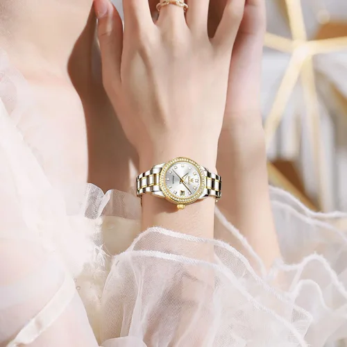 Miniatura 3 de OLEVS Relojes automáticos para mujer, de acero inoxidable, mecánico, con diamante, luminoso, impermeable, reloj de pulsera para mujer