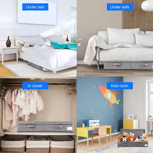 Miniatura 8 de Paquete de 2 contenedores de almacenamiento debajo de la cama con tapas, cajones de almacenamiento grandes de 32 pulgadas para debajo de la cama