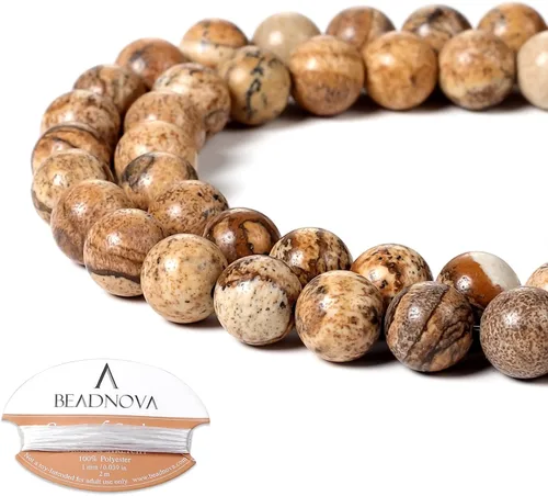 Miniatura 67 de Cuentas de ónix negro BEADNOVA con cuentas de cristal natural, piedras preciosas, redondas, sueltas, curativas de energía con cordón elástico de 01)