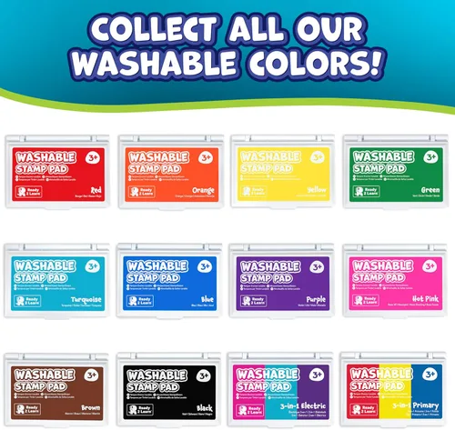 Miniatura 7 de READY 2 LEARN Almohadilla de sello lavable para niños, verde, almohadilla de tinta no tóxica para sellos, resistente a la decoloración, para decorar