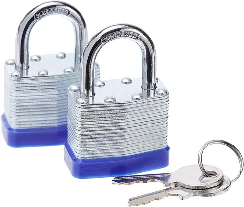 Cerradura de llave de acero laminado, cuerpo ancho de 1-9/16 pulgadas, 2 candados con igual llave