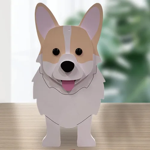 Miniatura 5 de Macetas de madera para perros con forma de animal de 14 pulgadas 2024, maceta de jardín para suculentas, diseño de perros lindos para interiores