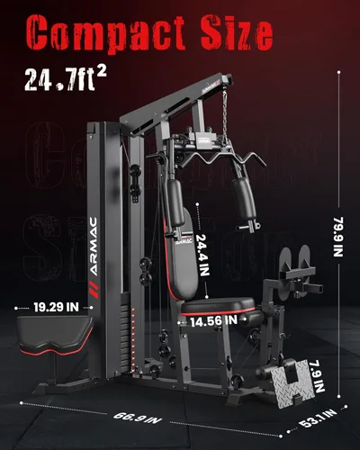 Miniatura 4 de Sportsroyals Gimnasio en Casa, Equipo de Gimnasio Multifuncional, Equipo de Entrenamiento con Pila de Peso de 150LBS, para Prensa de Piernas