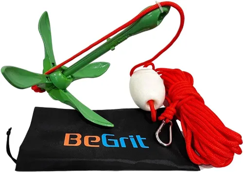 Miniatura 10 de BeGrit Ancla de kayak Anclaje de barco pequeño Anclaje marino plegable para pesca, kayak, tabla de remo, canoa, moto acuática, con bolsa de 1.5 lbs