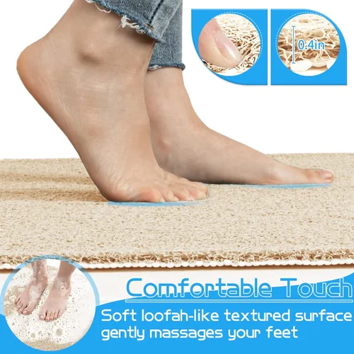 Miniatura 4 de Tapete antideslizante para bañera de PVC suave, tapete para bañera de baño de 16 x 40 pulgadas, color beige