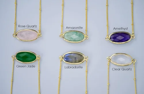 Miniatura 5 de Angelstones Collar con colgante de piedras preciosas naturales, chapado en oro de 14 quilates, collares de cristal curativo para mujer