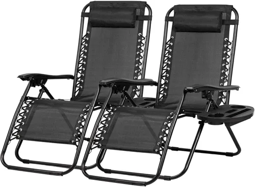 Nazhura Juego de 2 sillas reclinables relajantes para patio, sillas de malla de acero ajustable, silla de salón de gravedad cero, sillas de playa