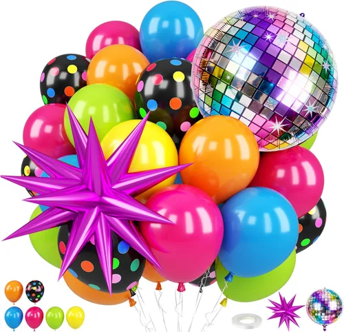 Miniatura 17 de Globos de Casino, Globos Metálicos Negros Rojos Dorados de 12 Pulgadas con Confeti y Dados de Lámina para Decoración de Fiesta Temática de Juego