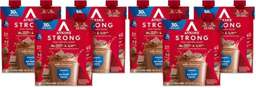 Miniatura 9 de Atkins - Batido Fuerte de Alta Proteína, Sabor Café Laté, 30g de Proteína, 7g de Fibra Prebiótica, Apoyo para la Salud Muscular y del Intestino
