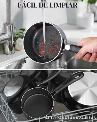 Miniatura 6 de Cook N Home - Cacerola antiadherente con tapa de vidrio de 2 cuartos de galón, olla multiusos para la cocina, sartén, color negro, de aluminio
