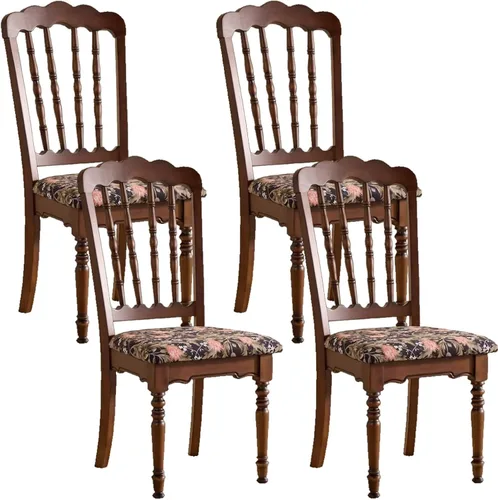 Miniatura 13 de Wooden Dining Chairs Set of 4 Upholstered Kitchen Chair with Slatted Backrest, Classic Armless Dining Chair for Restaurants/Kitchens(Leather Cushion