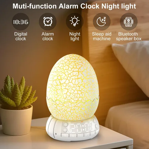 Miniatura 2 de Reloj Digital Huevo de Dragón de 2da Generación Despertador Ok para Despertar con Luz Nocturna / 20 Canciones de Cuna Ruido Blanco/Altavoz