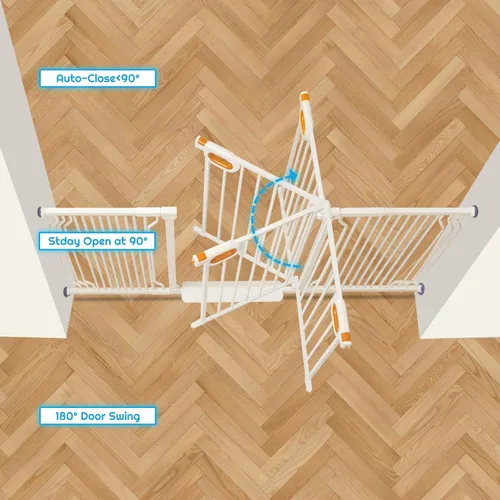 Miniatura 5 de owlie Puerta para bebés de interior de 75 a 85 pulgadas, puerta de seguridad extra ancha para perros, puerta de escalera grande, puertas ajustables