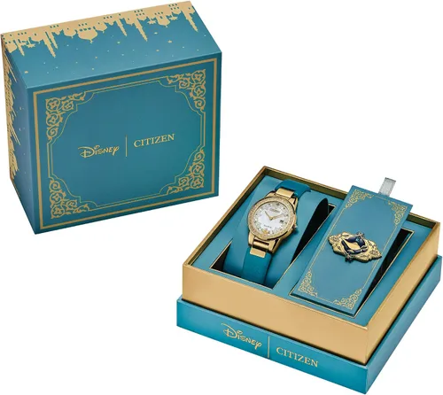 Miniatura 5 de Citizen Juego de regalo de jazmín de princesa Disney para mujer con pin Eco-Drive Tono dorado y blanco
