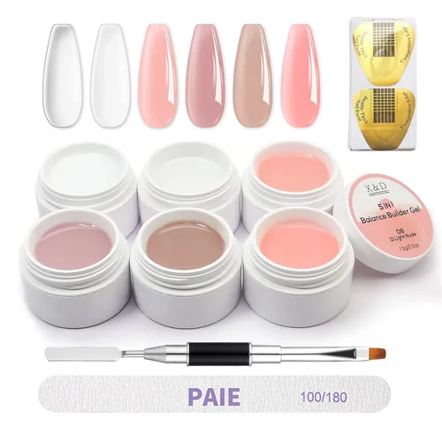 Miniatura 8 de X&D Kit de uñas de poligel, 3 piezas de gel de uñas de gel natural transparente, kit de gel de uñas de secado rápido, juego de gel de uñas