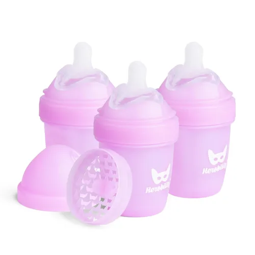 Miniatura 22 de Herobility - Biberones dobles anticólicos para bebé – 240 ml/8.5 fl oz – paquete de 3 – Melocotón A7) Melocotón
