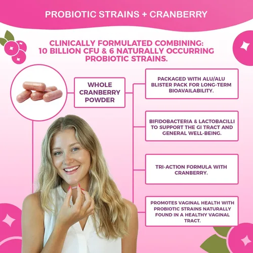 Miniatura 4 de Nutricelebrity NutriFlora-Pro Probióticos para mujeres - Apoya la salud vaginal, urinaria (UTI), sistema digestivo, dolor menstrual, levadura