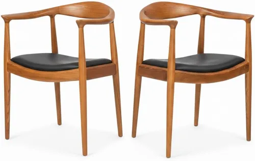 Miniatura 12 de Kennedy - Sillón de comedor moderno de mediados de siglo, silla Kennedy tapizada de poliuretano, sillón de madera de fresno para sala de estar