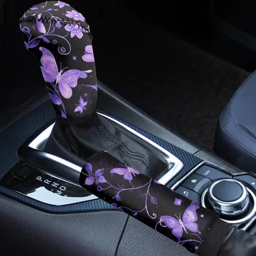 Miniatura 15 de Juego de 2 piezas set de accesorios interiores para coche, para las mujeres, hombres; cubierta de palanca de cambios/freno de mano, personalizada