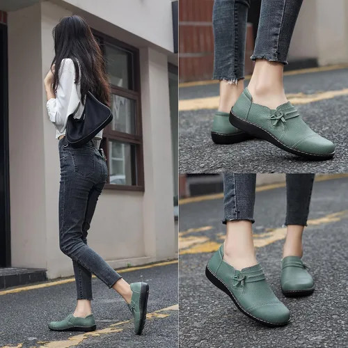 Miniatura 6 de LAZYPOP Mocasines de cuero clásicos y cómodos para mujer, bonitos zapatos de vestir informales, ligeros, para caminar, zapatos planos