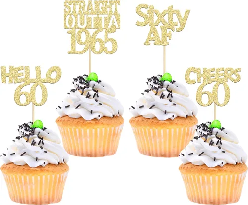 Miniatura 16 de Gyufise 24 piezas de decoración para cupcakes de cumpleaños de 21 años con purpurina de veintiún rectas fuera de 2004, decoraciones para pasteles