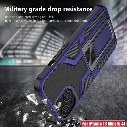 Miniatura 6 de Funda resistente para iPhone 13 Mini, resistente a los golpes, de grado militar, doble protección (TPU+PC), sólida y duradera, funda magnética