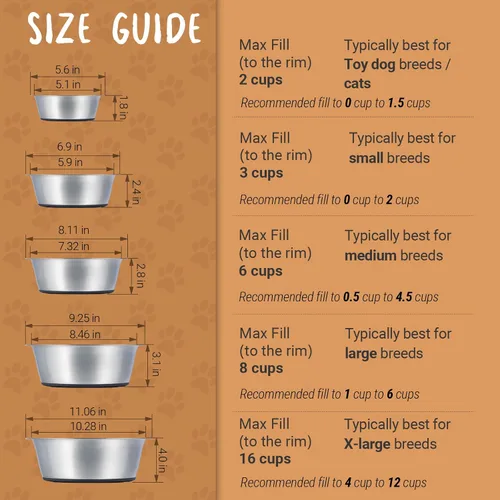 Miniatura 6 de PEGGY11 Cuencos Profundos de Acero Inoxidable Antideslizantes para Perros - Paquete de 2, 2 Tazas
