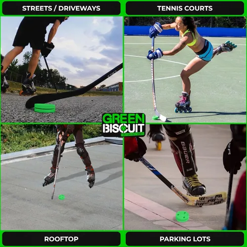 Miniatura 7 de Green Biscuit Passer-Paquete de 2 Disco de manejo de palos y paso fuera de hielo El es ideal para hockey callejero
