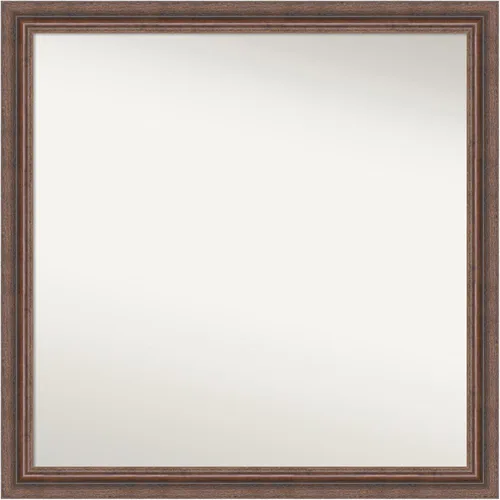 Amanti Art Espejo de baño marrón para sobre el fregadero, 23 x 23 pulgadas, espejo de tocador cuadrado marrón rústico envejecido, marco de madera