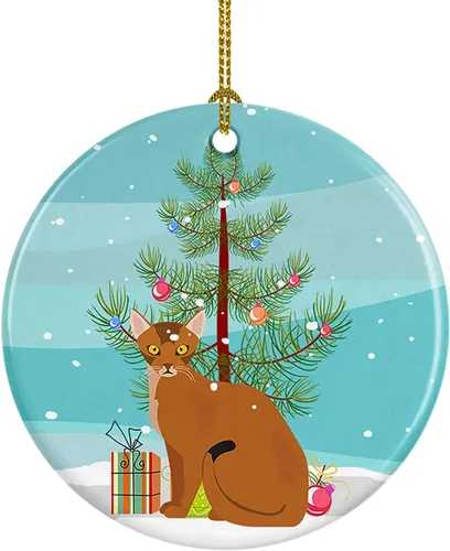 Miniatura 85 de Caroline's Treasures Adorno de cerámica con texto en inglés "Merry Christmas" para colgar en el árbol de Navidad, decoración para el hogar, Navidad