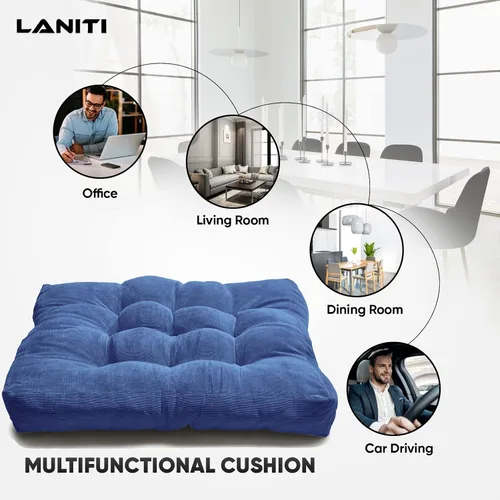 Miniatura 8 de LANITI Cojines de suelo extra grandes de 24 pulgadas para adultos, almohada cuadrada de meditación, máxima comodidad, almohadas de gran