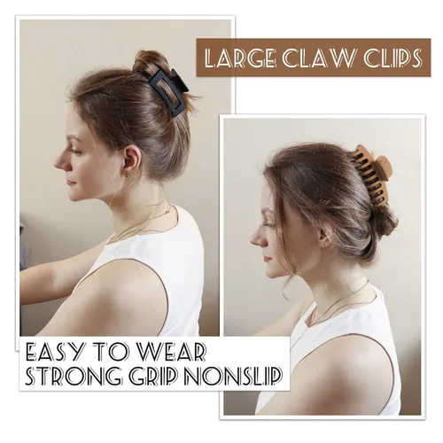 Miniatura 3 de 6 pinzas para el cabello de garra cuadrada mate medianas y grandes para mujeres: estilo versátil para cabello grueso y fino