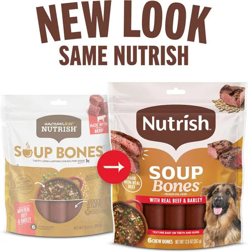 Miniatura 4 de Nutrish Soup Bones Masticables Premium para Perros con Carne de Res Real y Cebada, Relleno de Media Navideña para Perros, 6 Masticables (Rachael Ray)