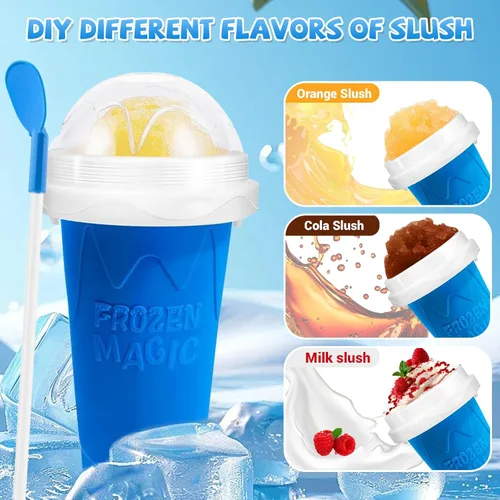 Miniatura 4 de Vaso para Slushie, paquete de 2 vasos mágicos para hacer granizados para hacer jugo, leche, yogur, helado, taza reutilizable para batido con tapa