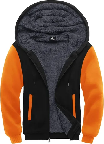 Miniatura 68 de SCODI Sudaderas con capucha para hombre, forro polar pesado, cremallera completa, forro de sherpa grueso, chaqueta con capucha