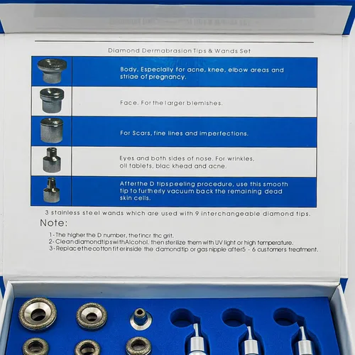 Miniatura 9 de Elitzia 9 puntas 3 varitas calidad diamante dermoabrasión reemplazos eliminar arrugas puntos negros líneas finas ETL06C (acero inoxidable)