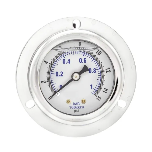 Miniatura 10 de PIC Gauges 204L-404F Manómetro de presión relleno de glicerina con brida frontal con carcasa SS/bisel, internos de latón, lente de PC, esfera de 4