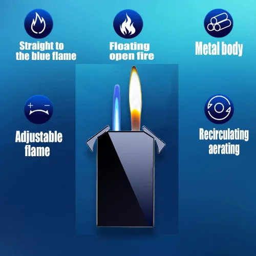 Miniatura 3 de Cool Jet - Encendedor de doble llama, bonito estético, recargable y ajustable, regalos únicos para hombres, velas de chimenea, camping, barbacoa